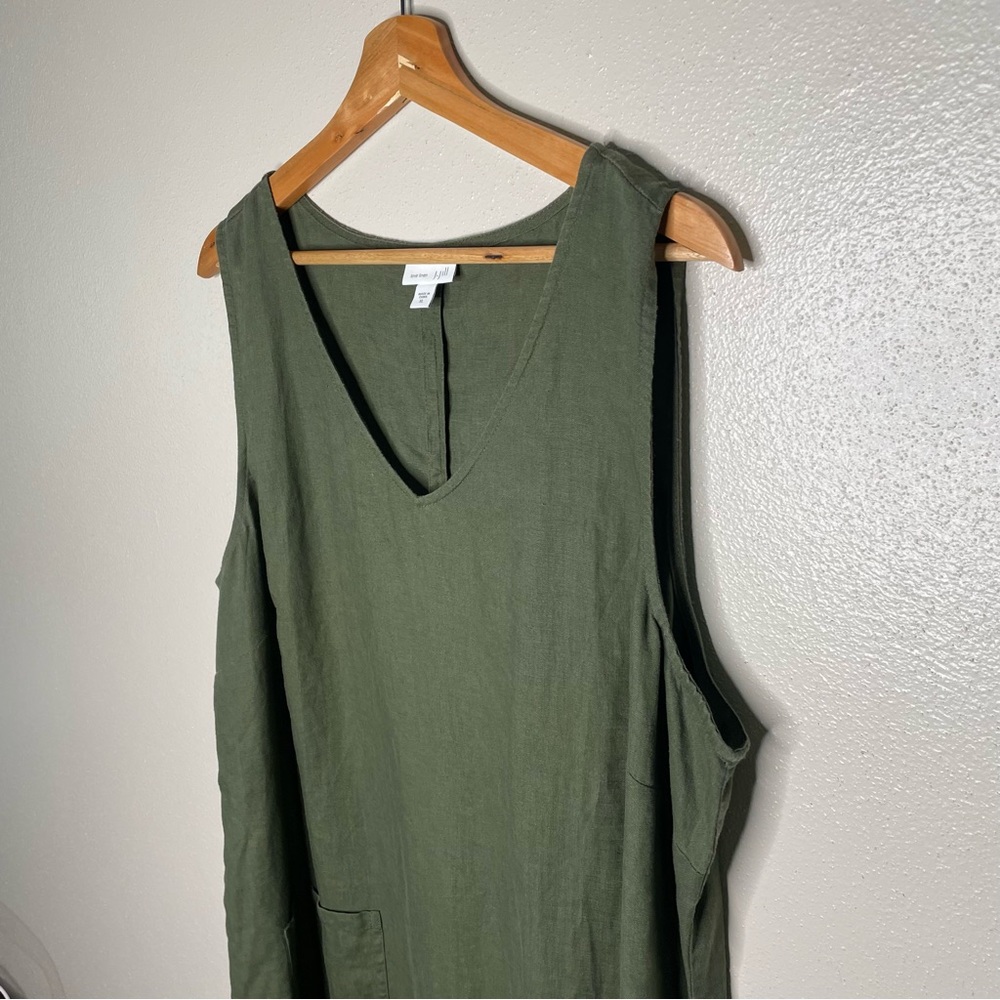 J. Jill Love Linen Moss Green Sleeveless Lagenlook Maxi Dress, XL - Picture 3 of 7